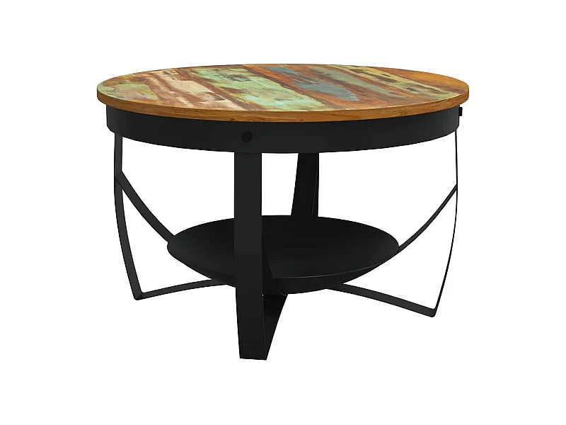 Table basse Ø68x43 cm Bois de récupération massif