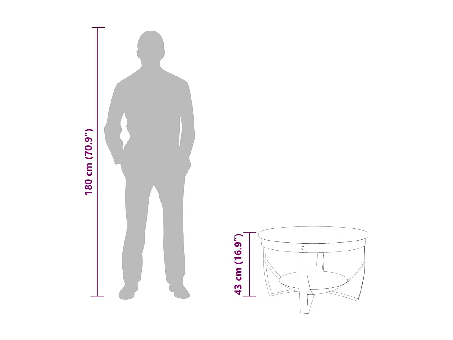 Couchtisch Ø68x43 cm Recyceltes Massivholz