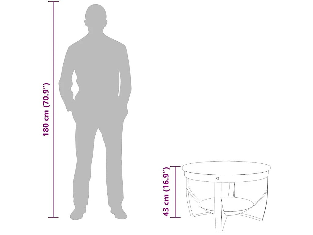 Salontafel Ø 68x43 cm massief gerecycled hout