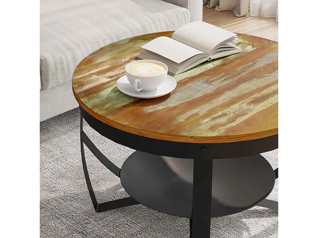 Salontafel Ø 68x43 cm massief gerecycled hout