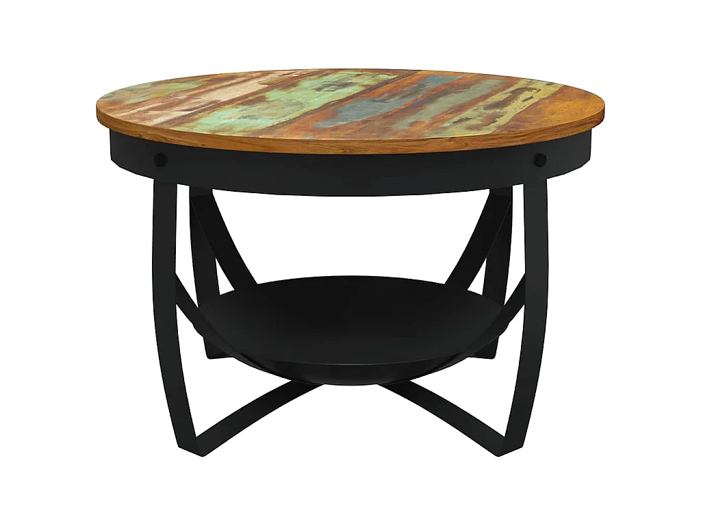 Table basse Ø68x43 cm Bois de récupération massif