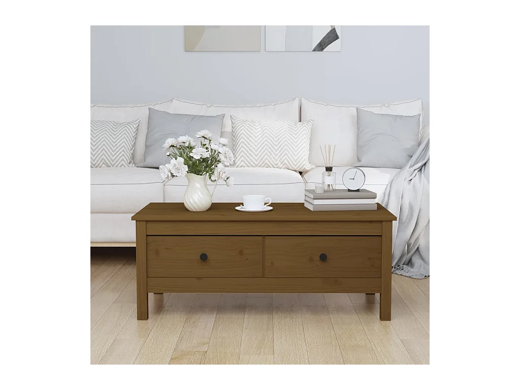 Table basse Marron miel 100x50x40 cm Bois massif de pin
