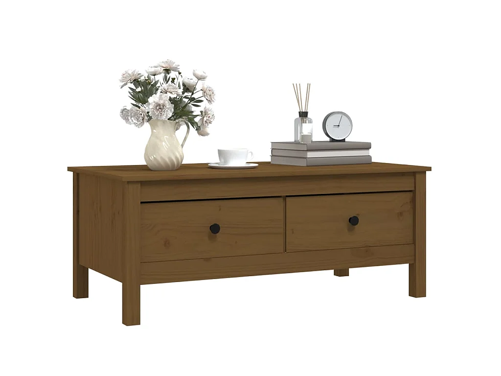 Table basse Marron miel 100x50x40 cm Bois massif de pin