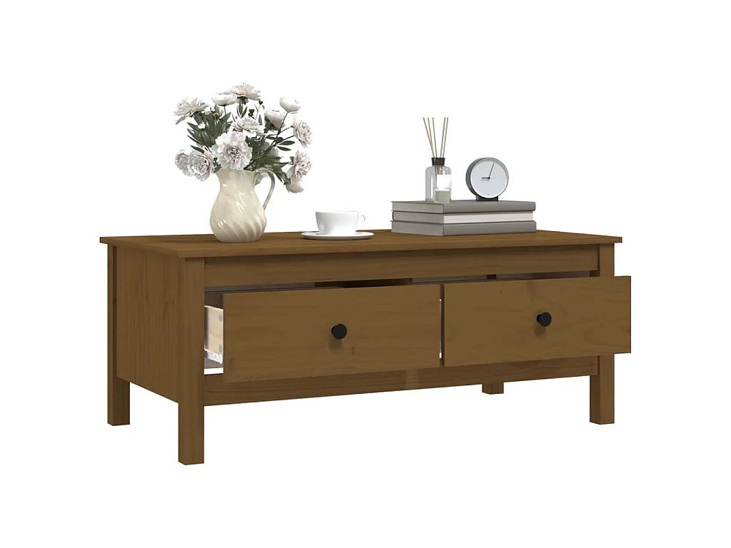 Table basse Marron miel 100x50x40 cm Bois massif de pin