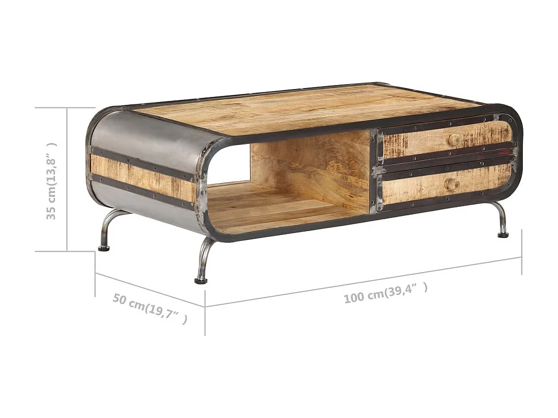 Couchtisch 100 x 50 x 35 cm Mango-Massivholz