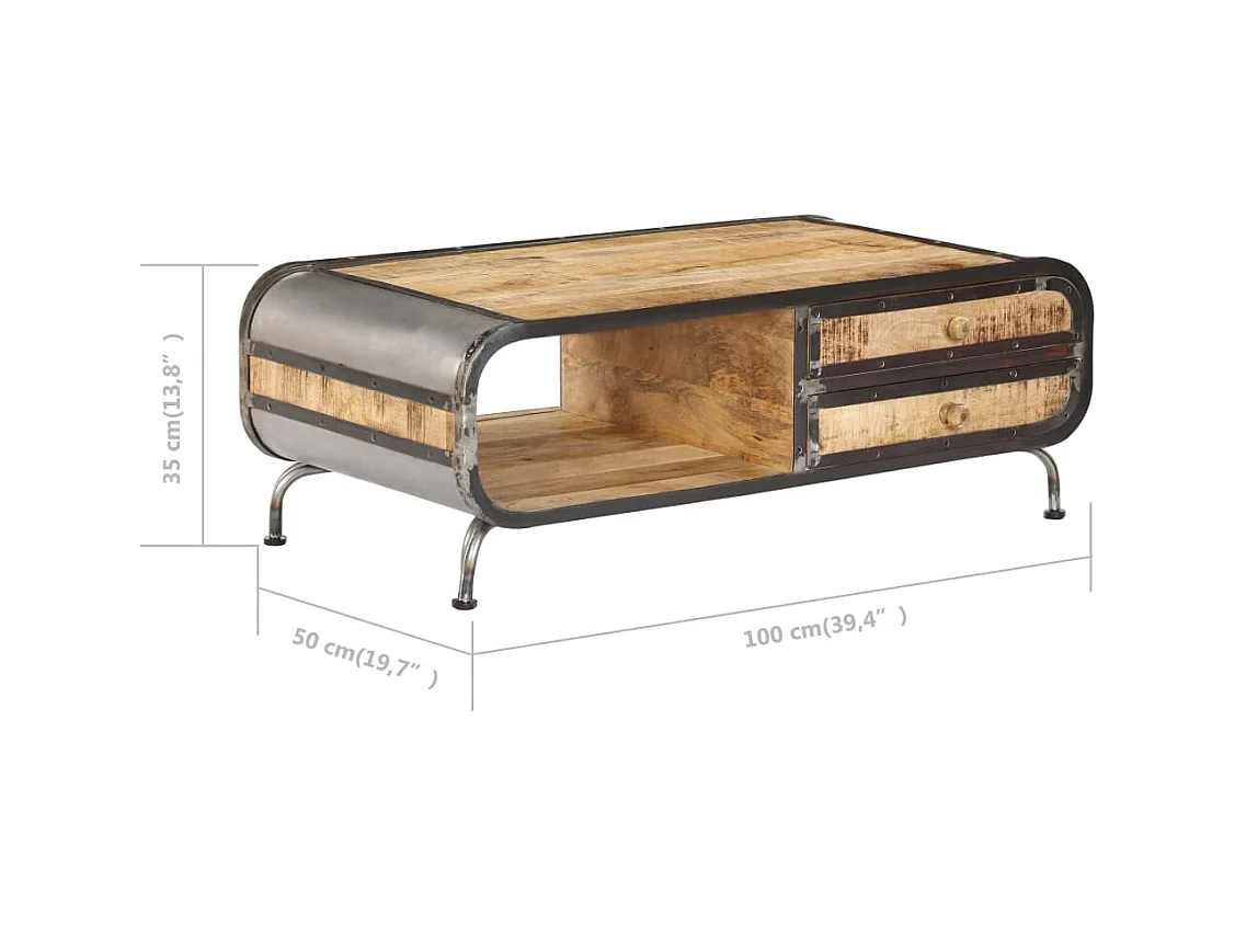 Table basse 100x50x35 cm Bois de manguier massif