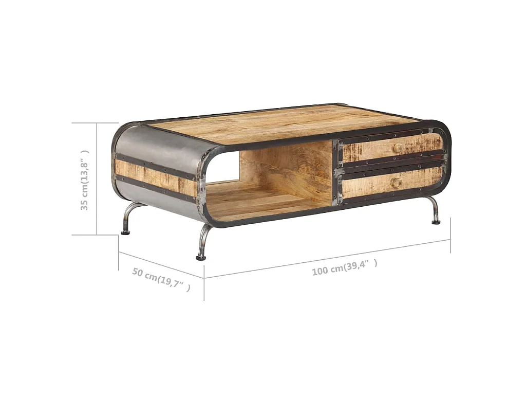 Table basse 100x50x35 cm Bois de manguier massif