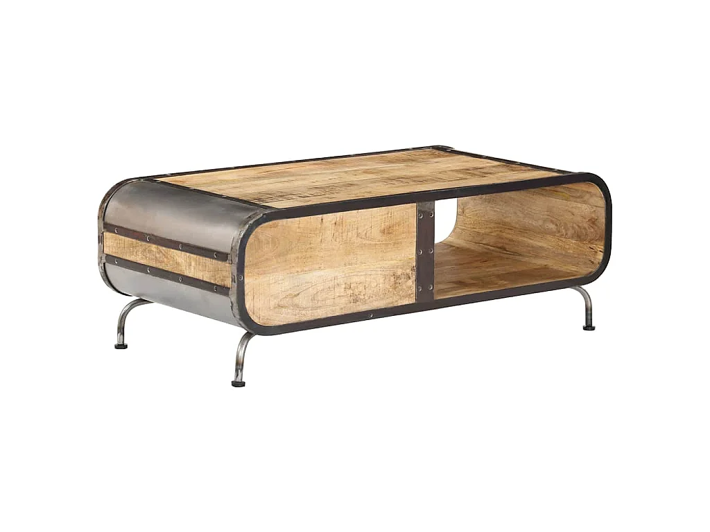 Mesa de centro madera maciza de mango 100x50x35 cm