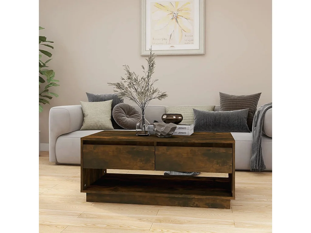 Table basse Chêne fumé 102,5x55x44 cm Bois d'ingénierie