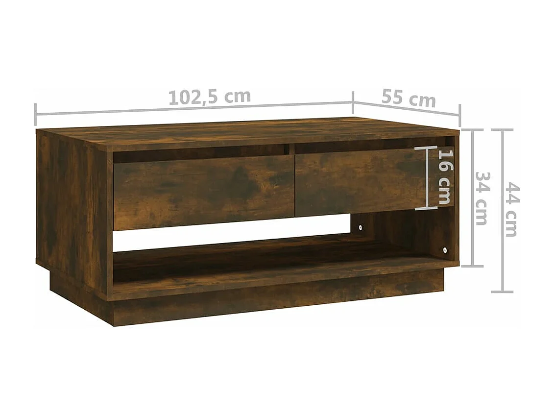 Table basse Chêne fumé 102,5x55x44 cm Bois d'ingénierie
