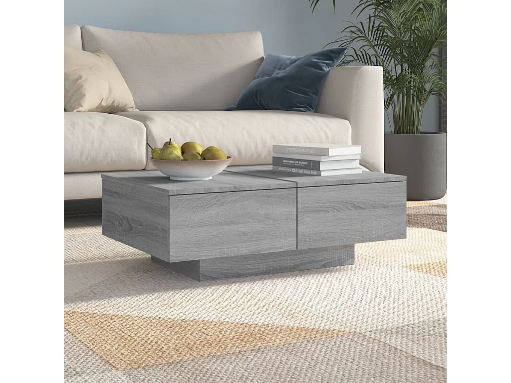 Table basse Sonoma gris 90x60x31 cm Bois d'ingénierie