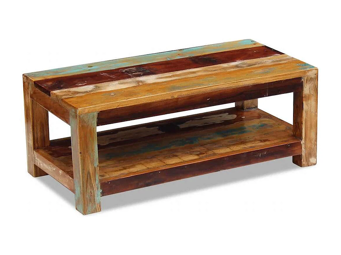 Tavolino da Caffè in Legno Massello di Recupero 90x45x35 cm