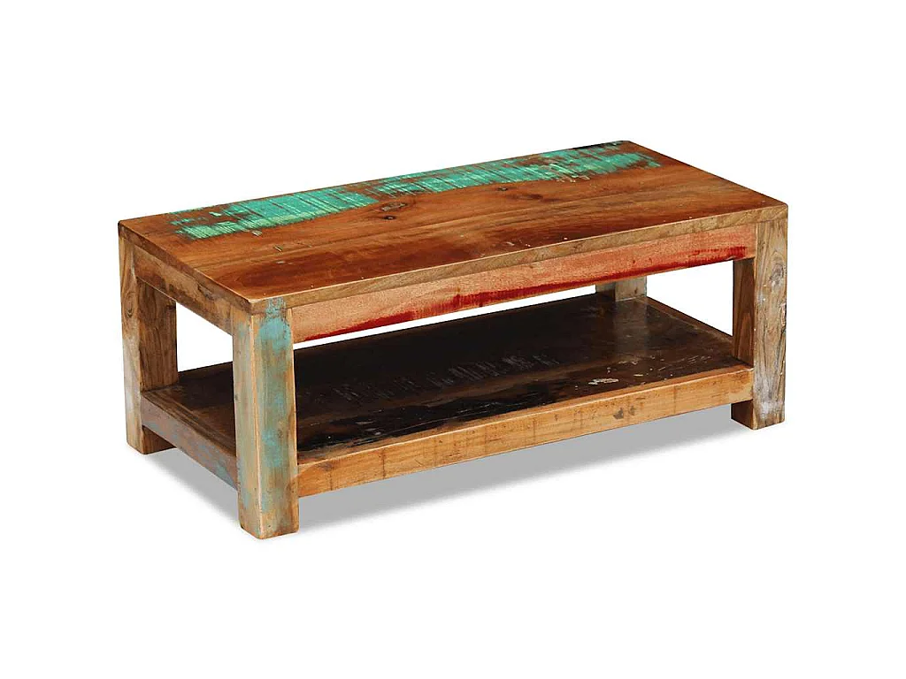 Tavolino da Caffè in Legno Massello di Recupero 90x45x35 cm
