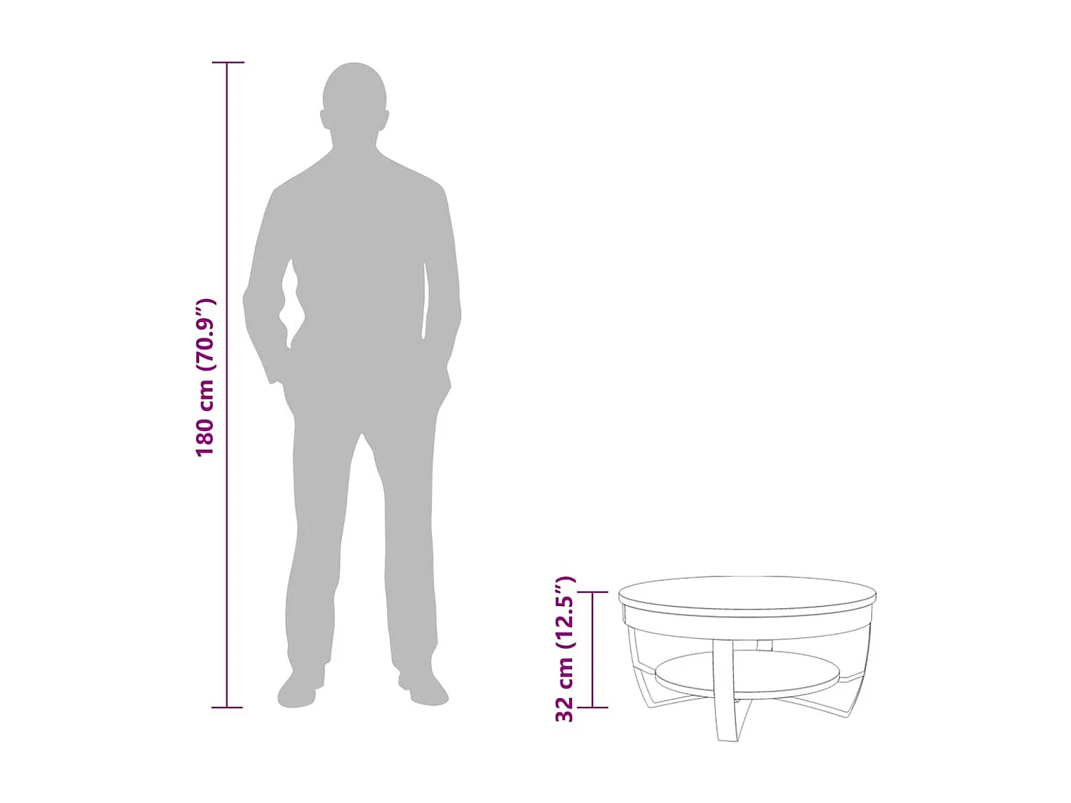 Tavolino da Salotto in Legno Massello Recuperato 65x32 cm