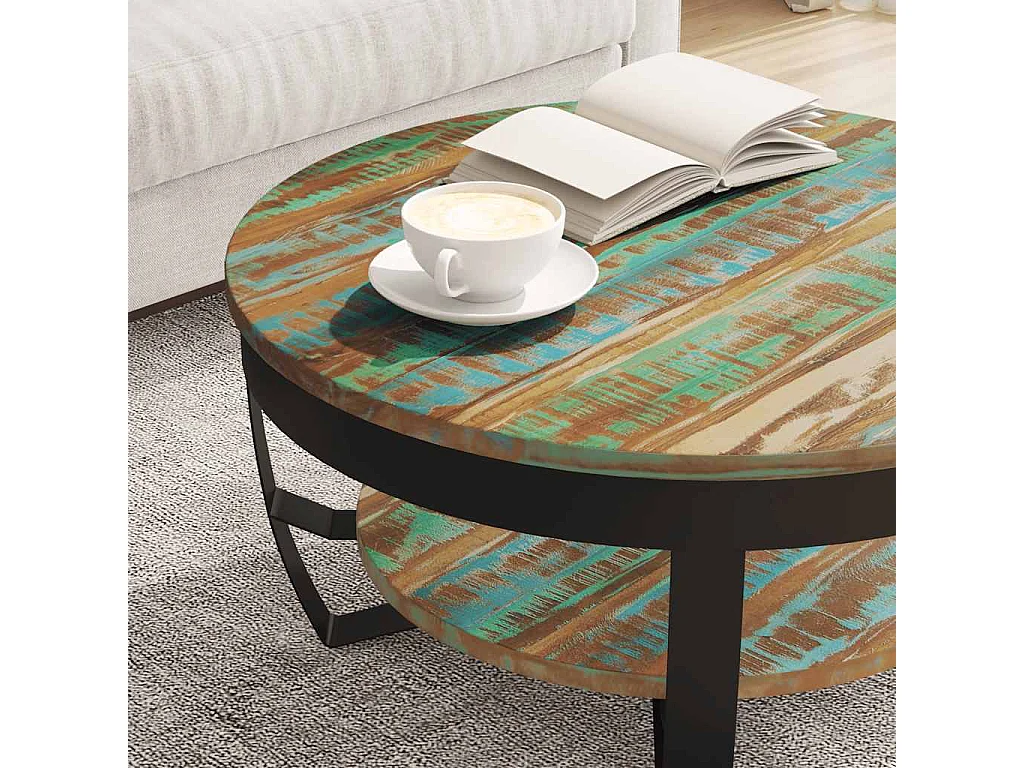 Tavolino da Salotto in Legno Massello Recuperato 65x32 cm