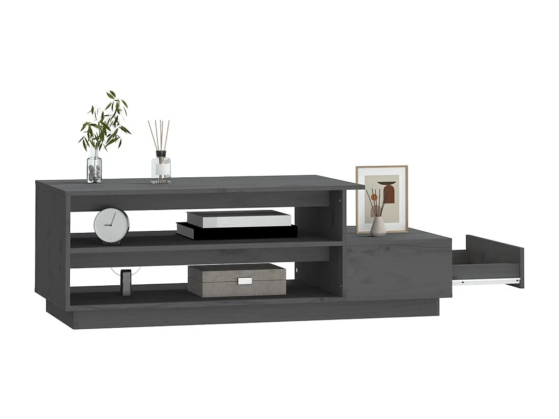 Couchtisch Grau 120x50x40,5 cm Massivholz Kiefer