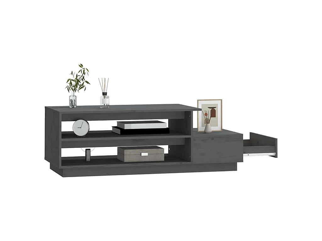 Salontafel 120x50x40,5 cm massief grenenhout grijs