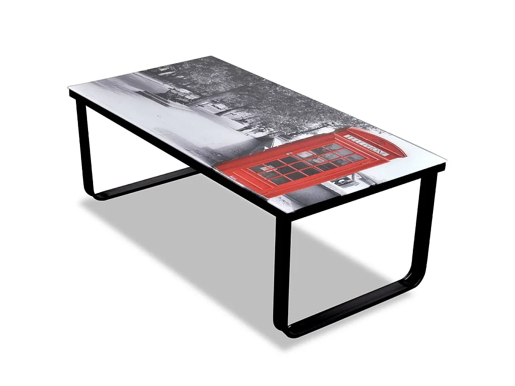 Mesa de centro superficie de vidrio estampado cabina telefónica