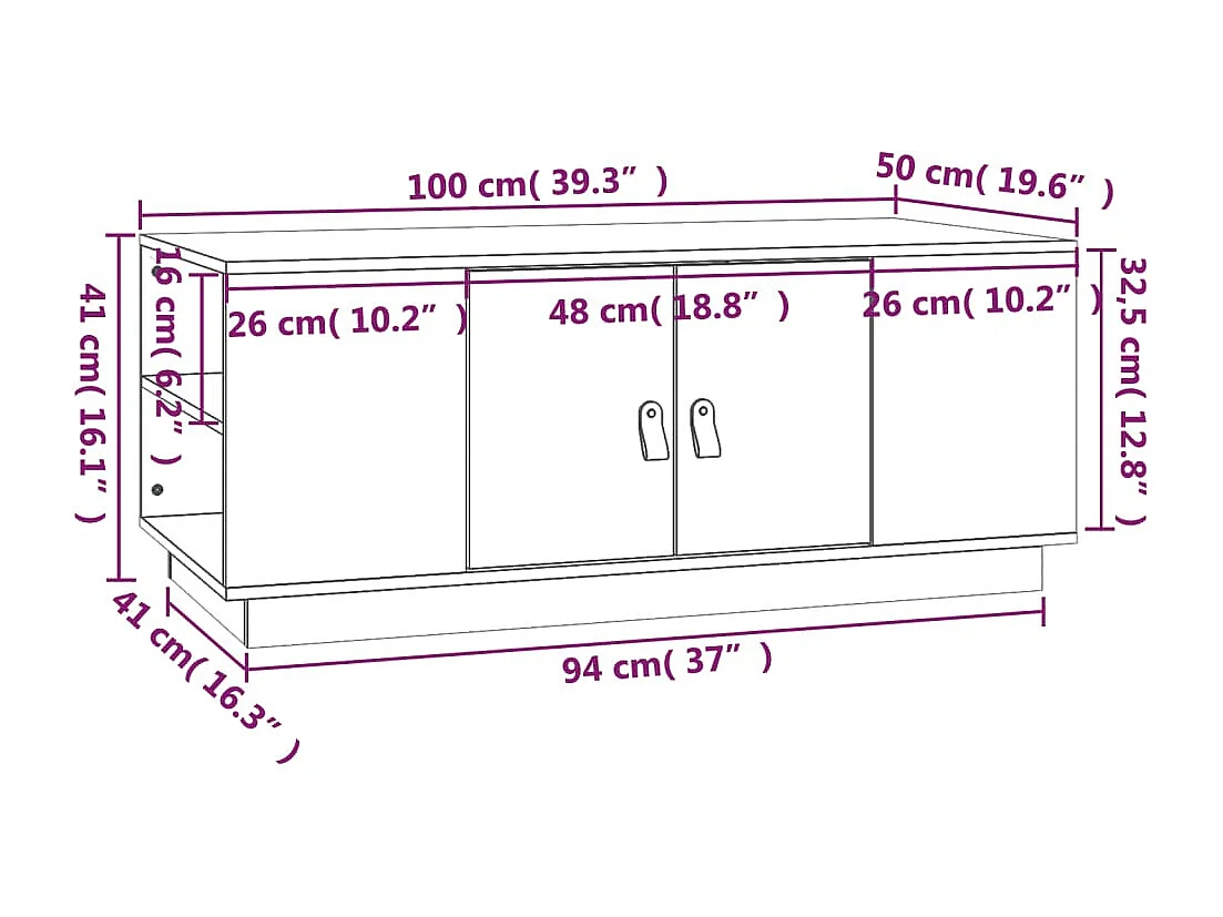 Tavolino da Salotto Grigio 100x50x41 cm Legno Massello di Pino