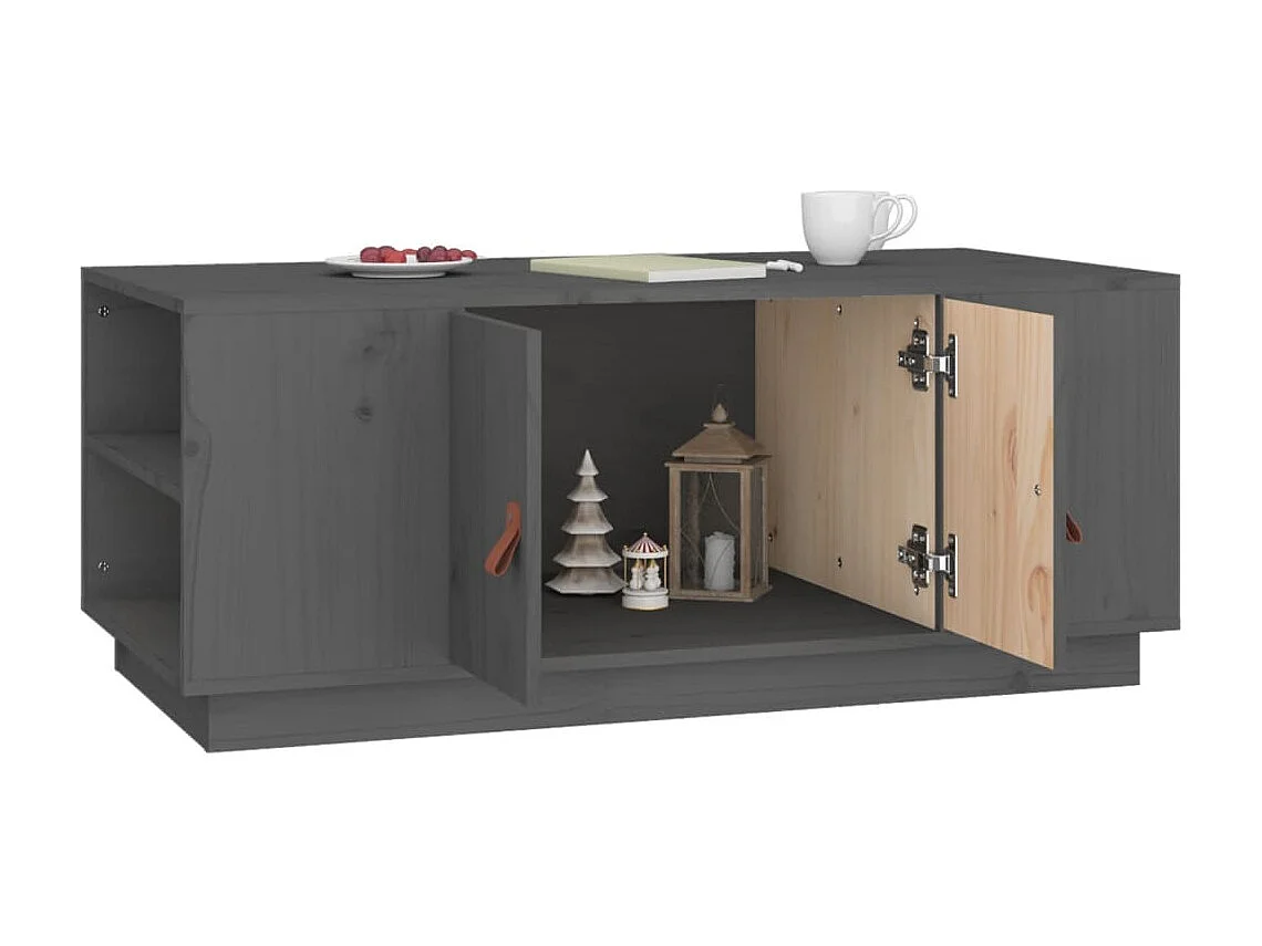 Tavolino da Salotto Grigio 100x50x41 cm Legno Massello di Pino