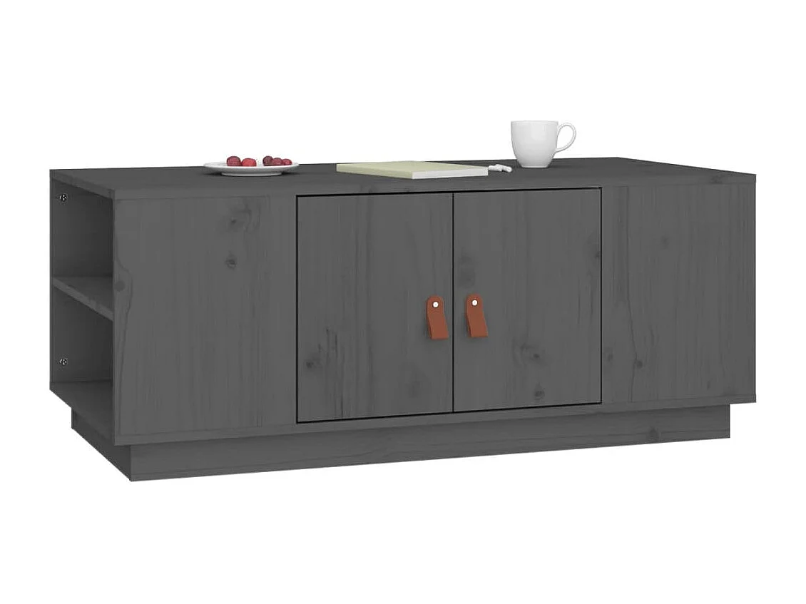 Tavolino da Salotto Grigio 100x50x41 cm Legno Massello di Pino