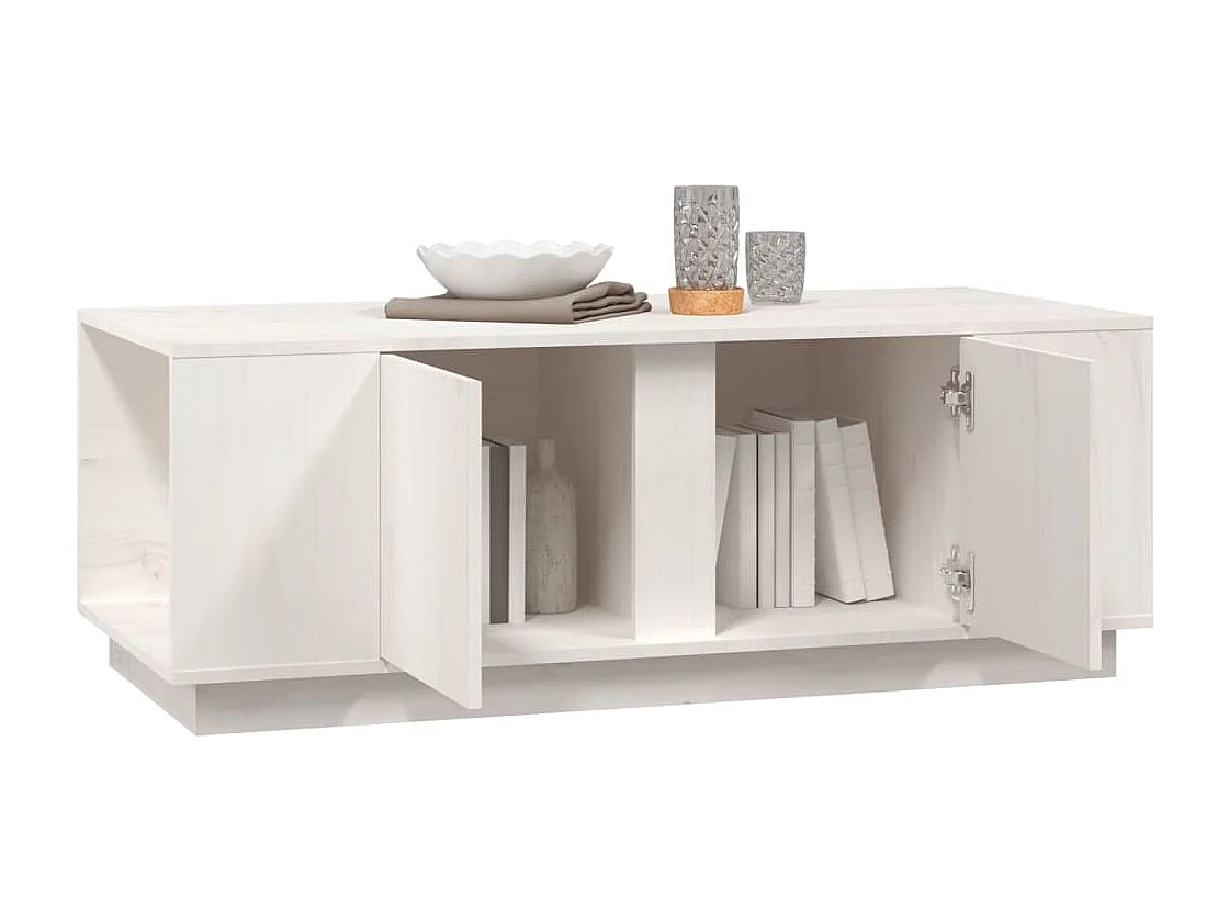 Salontafel 110x50x40 cm massief grenenhout wit