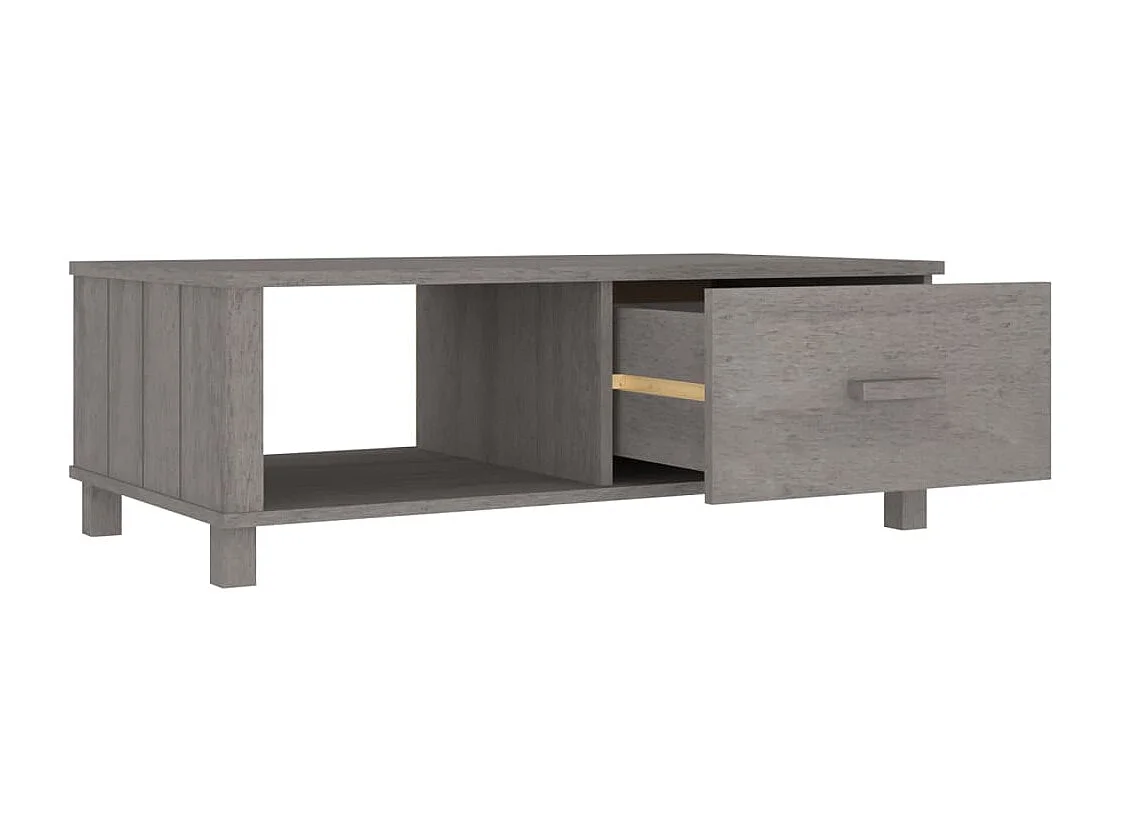 Mesa de centro HAMAR madera maciza pino gris claro 100x55x35 cm