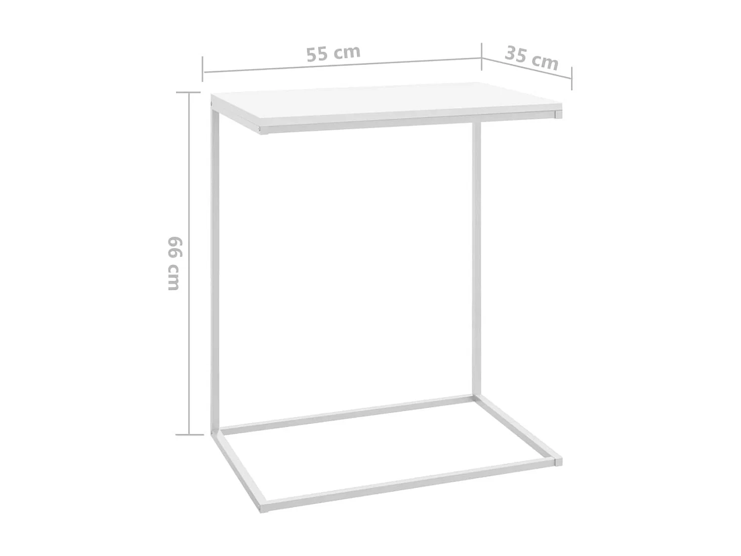 Mesa auxiliar de madera contrachapada blanco 55x35x66 cm