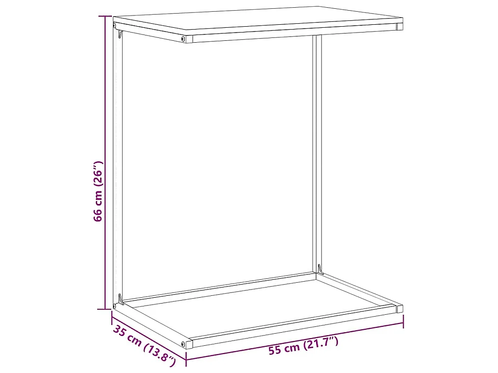 Table d'appoint Blanc 55x35x66 cm Bois d'ingénierie