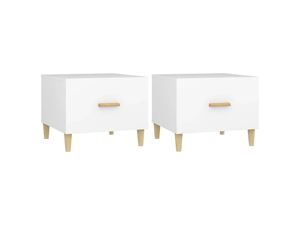 Tavolini da Salotto 2 pz Bianchi 50x50x40 cm Legno Multistrato