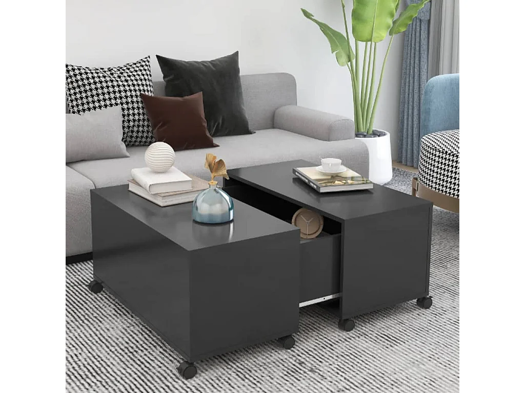 Salontafel 75x75x38 cm bewerkt hout grijs