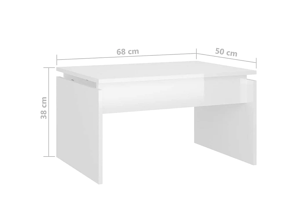 Mesa de centro 68x50x38 cm derivados madeira branco brilhante