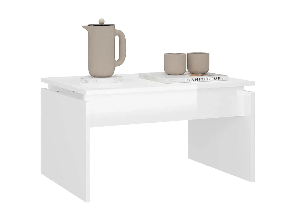 Mesa de centro 68x50x38 cm derivados madeira branco brilhante