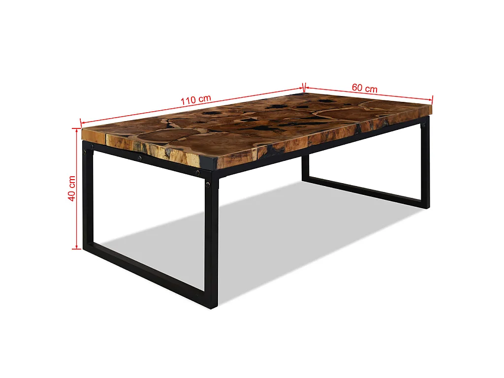 Table basse Teck Résine 110x60x40 cm
