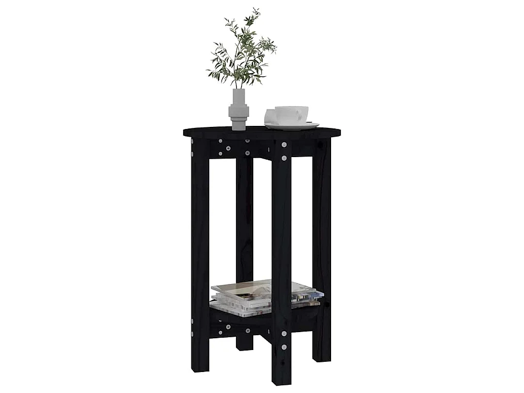 Couchtisch Schwarz Ø 40x60 cm Massivholz Kiefer