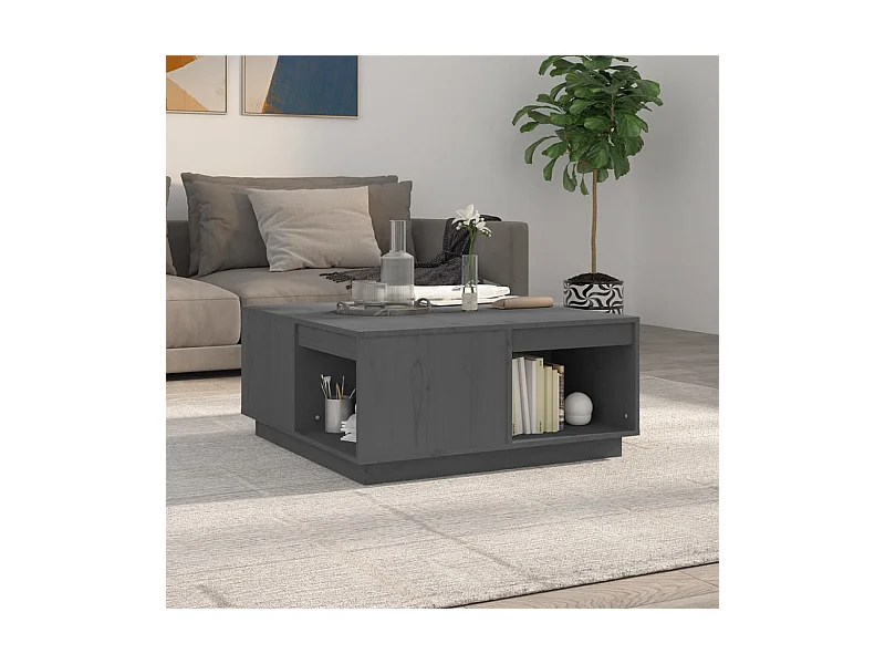 Salontafel 80x81x36,5 cm massief grenenhout grijs