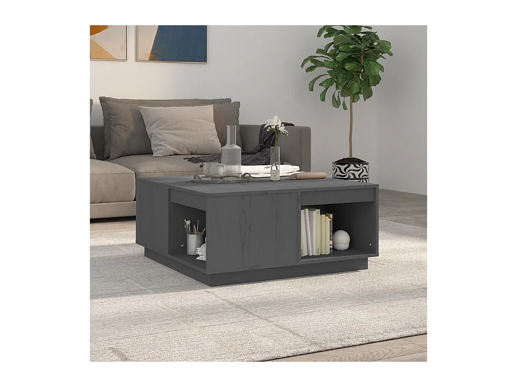 Table basse Gris 80x81x36,5 cm Bois massif de pin