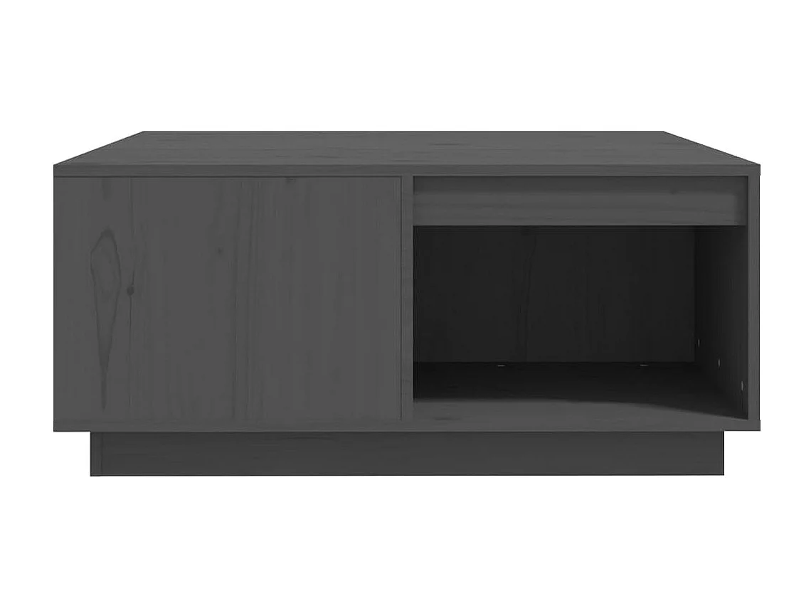 Mesa de centro de madera maciza de pino gris 80x81x36,5 cm