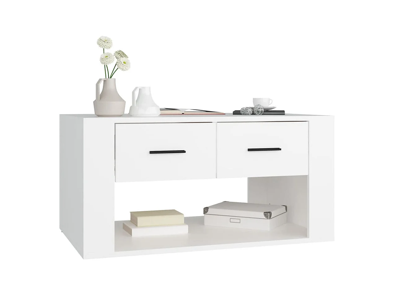 Table basse Blanc 80x50x40 cm Bois d'ingénierie