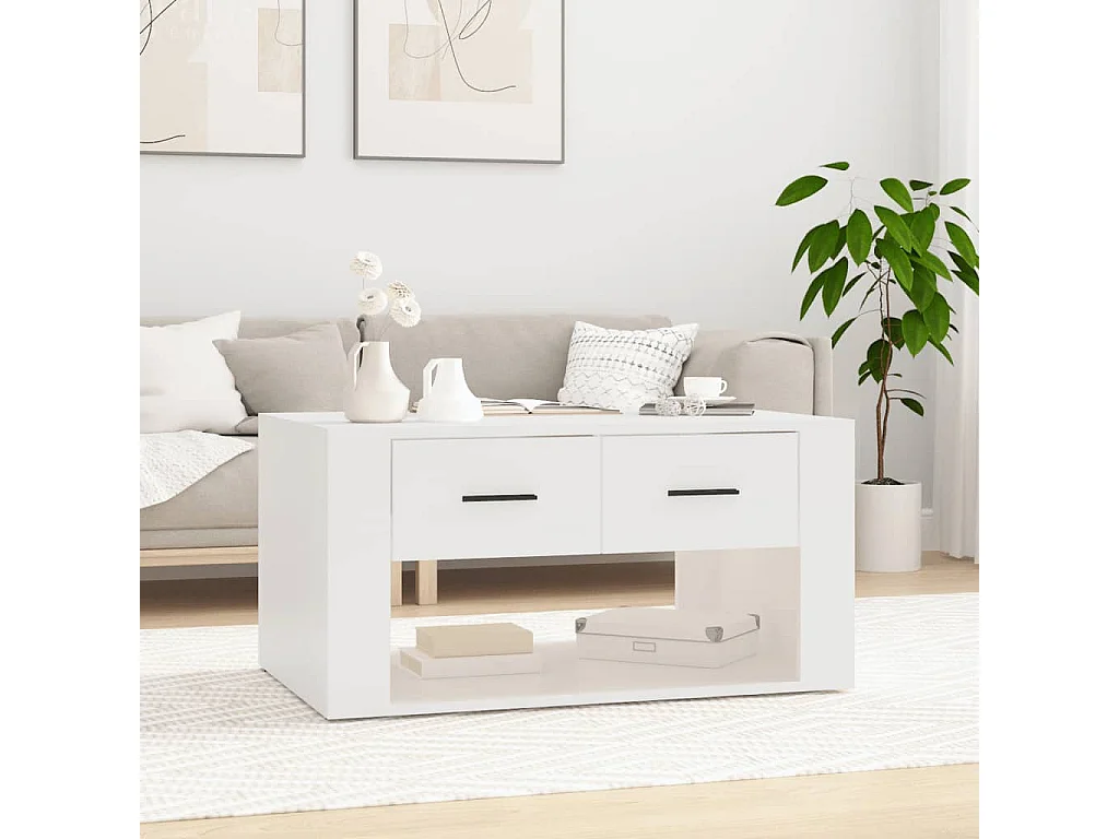 Table basse Blanc 80x50x40 cm Bois d'ingénierie