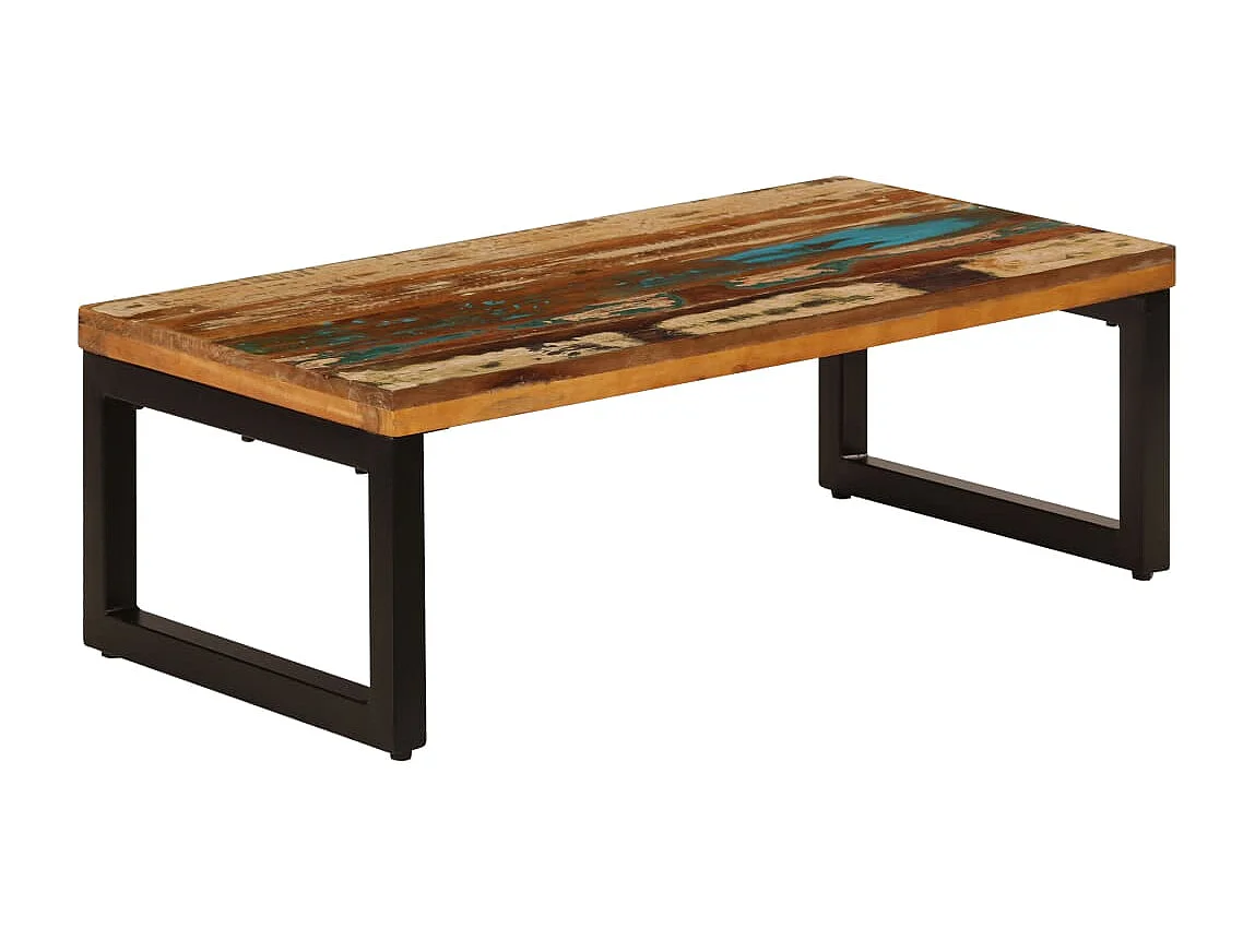 Mesa de centro 100x50x35 cm madeira recuperada maciça e aço