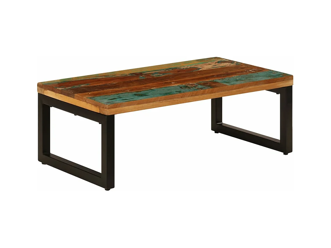 Table basse 100x50x35 cm Bois de récupération solide et acier