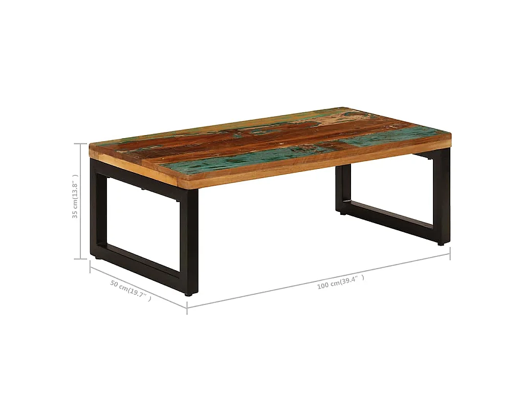 Couchtisch 100x50x35 cm Altholz und Stahl