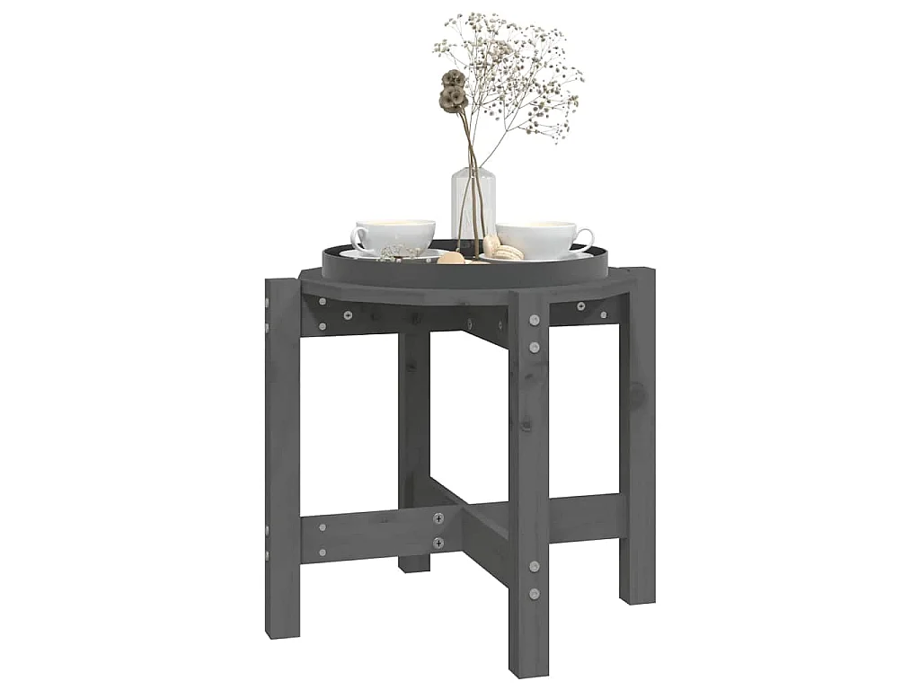 Couchtisch Grau Ø 52,5x45 cm Massivholz Kiefer