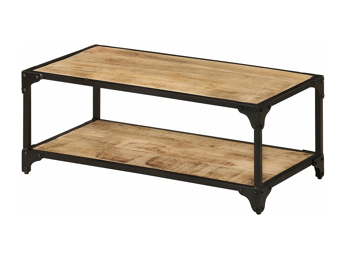 Mesa de centro de madera maciza de mango rugosa 90x45x35 cm