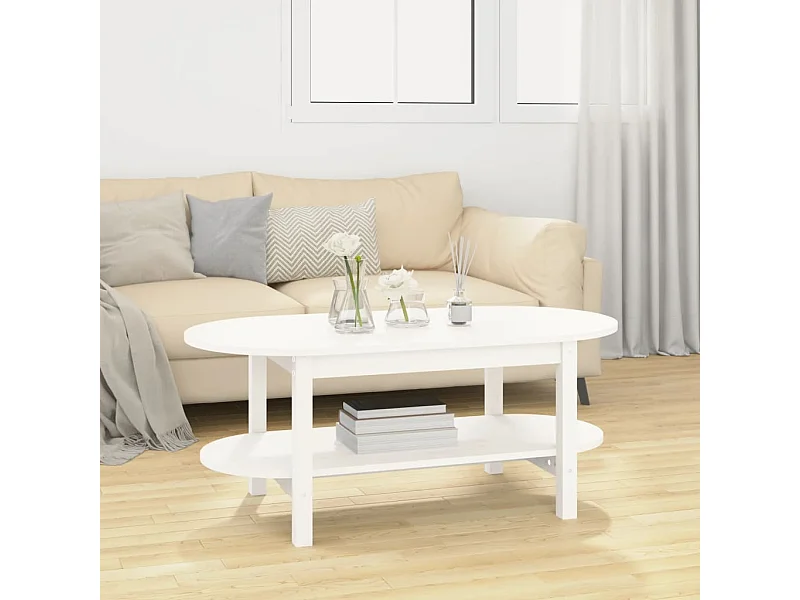 Couchtisch Weiß 110x55x45 cm Massivholz Kiefer