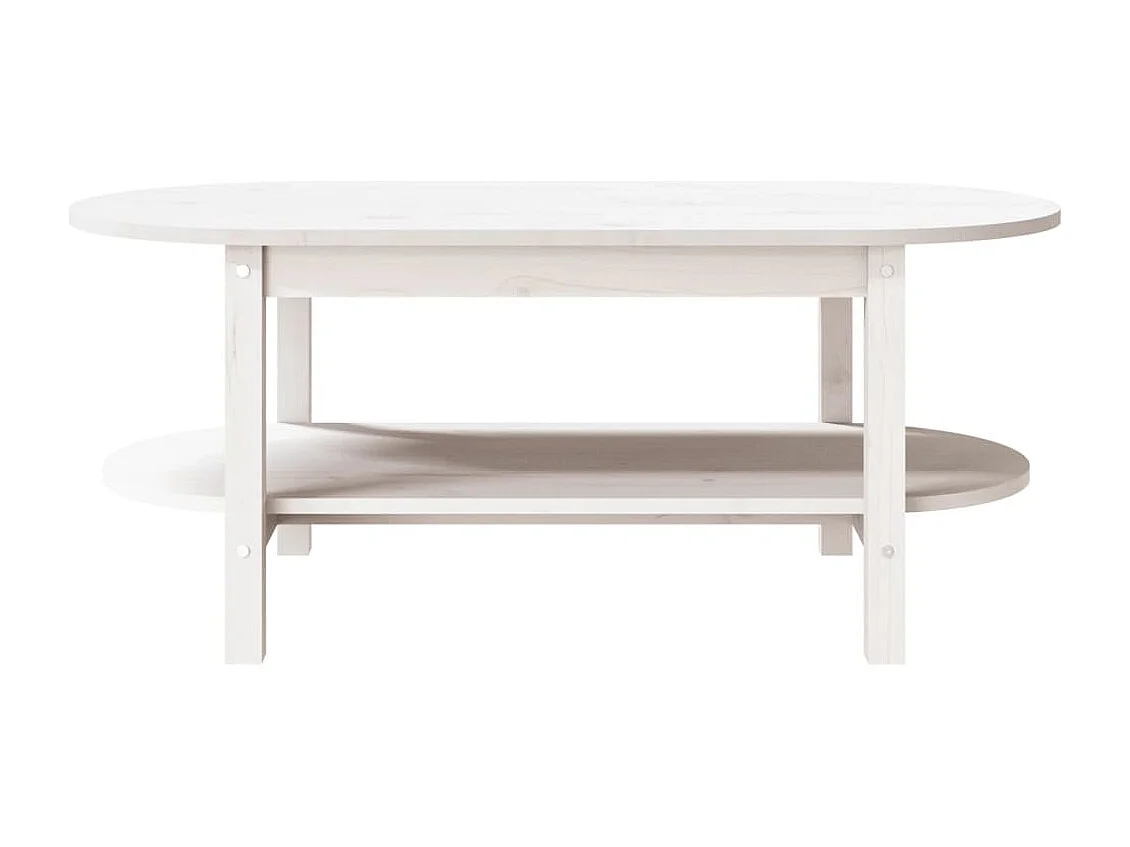 Tavolino da Salotto Bianco 110x55x45 cm Legno Massello di Pino