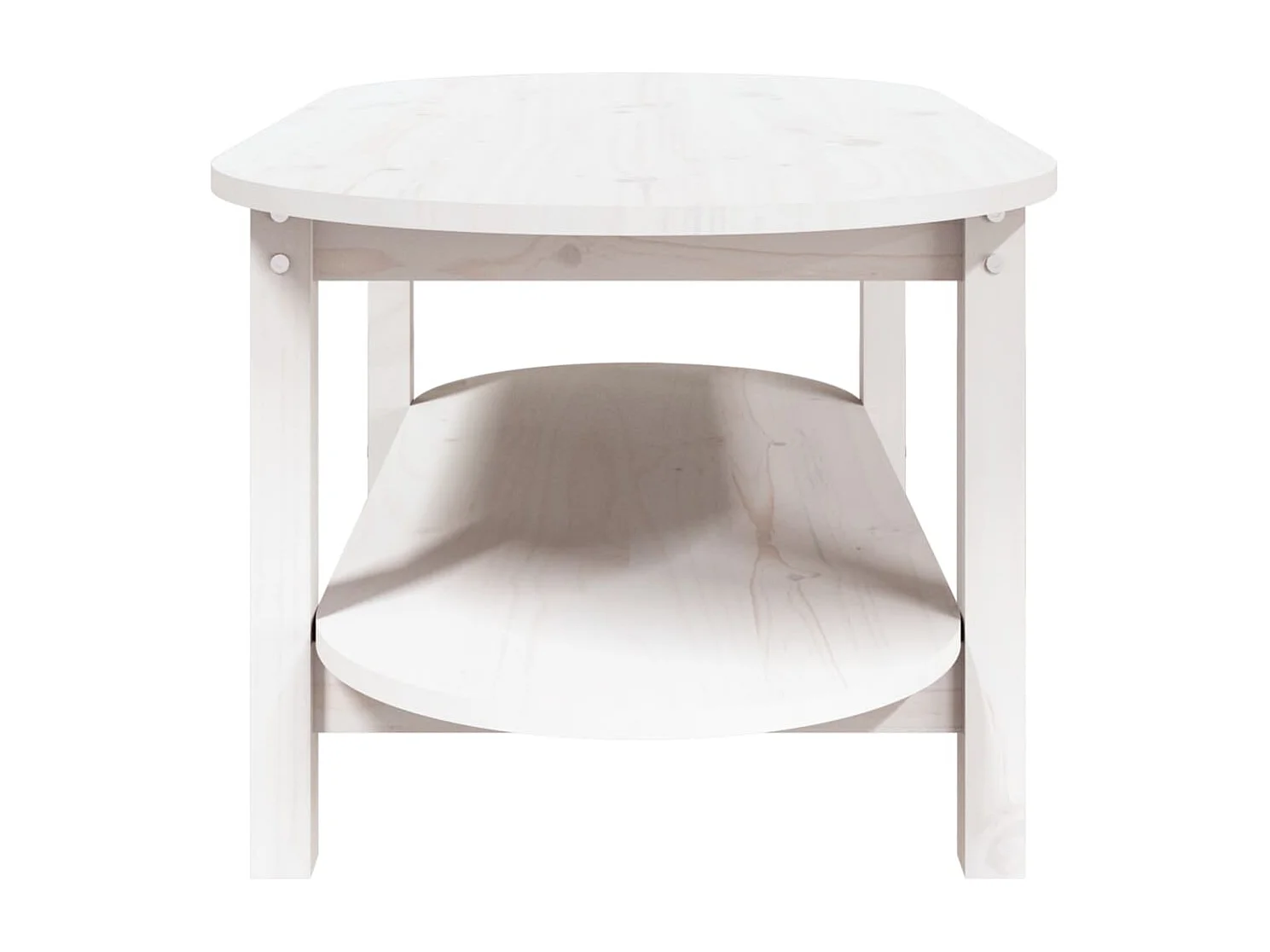 Tavolino da Salotto Bianco 110x55x45 cm Legno Massello di Pino