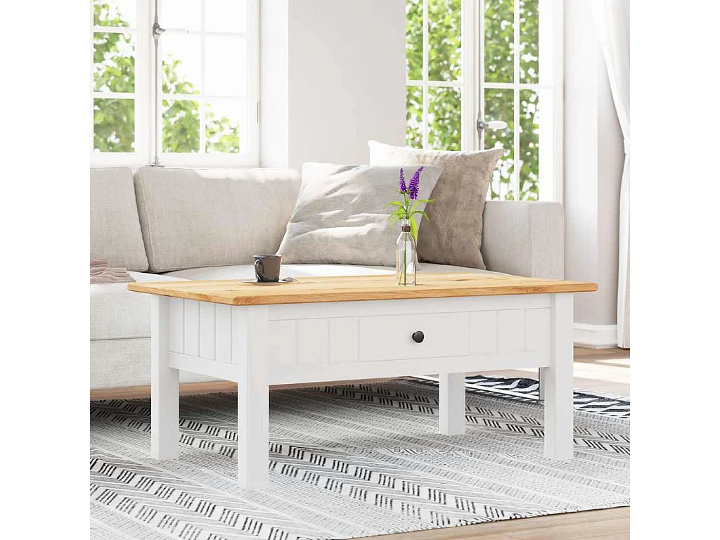 Couchtisch Weiß 100x60x43,5 cm Massivholz Panama-Kiefer