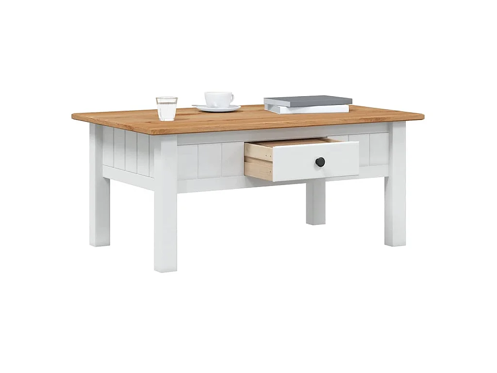 Table basse Blanc 100x60x43,5 cm Pin massif Assortiment Panama